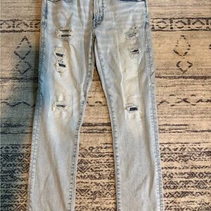 American Eagle Outfitters Light Gray Distressed Skinny Jeans